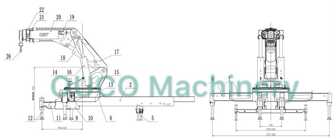 OUCO 100T लॉरी क्रेन घुड़सवार निर्माता